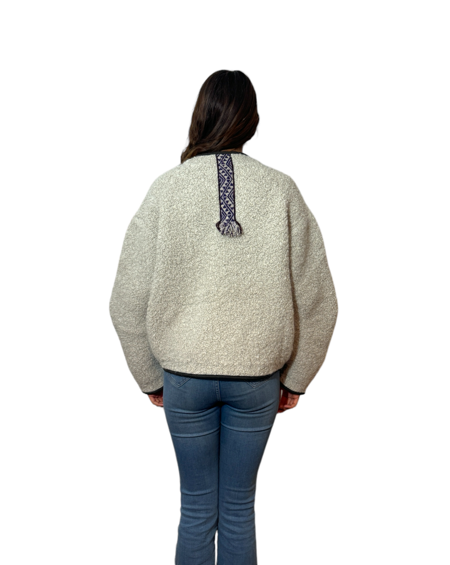 Chaqueta 50% alpaca / 50% oveja - Blanco Perla