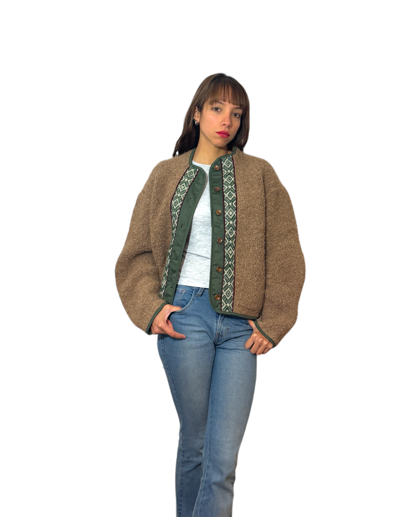 Chaqueta 50% alpaca / 50% oveja - Marrón
