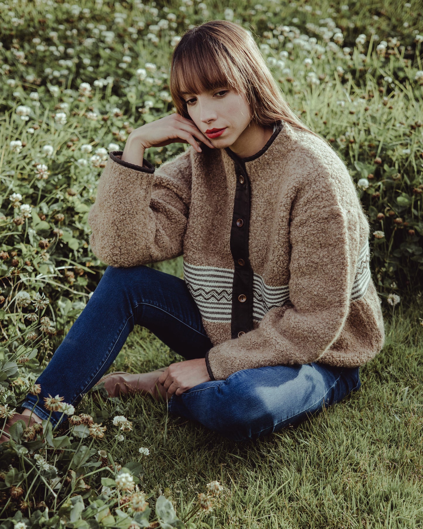 Chaqueta 50% alpaca / 50% oveja - Marrón
