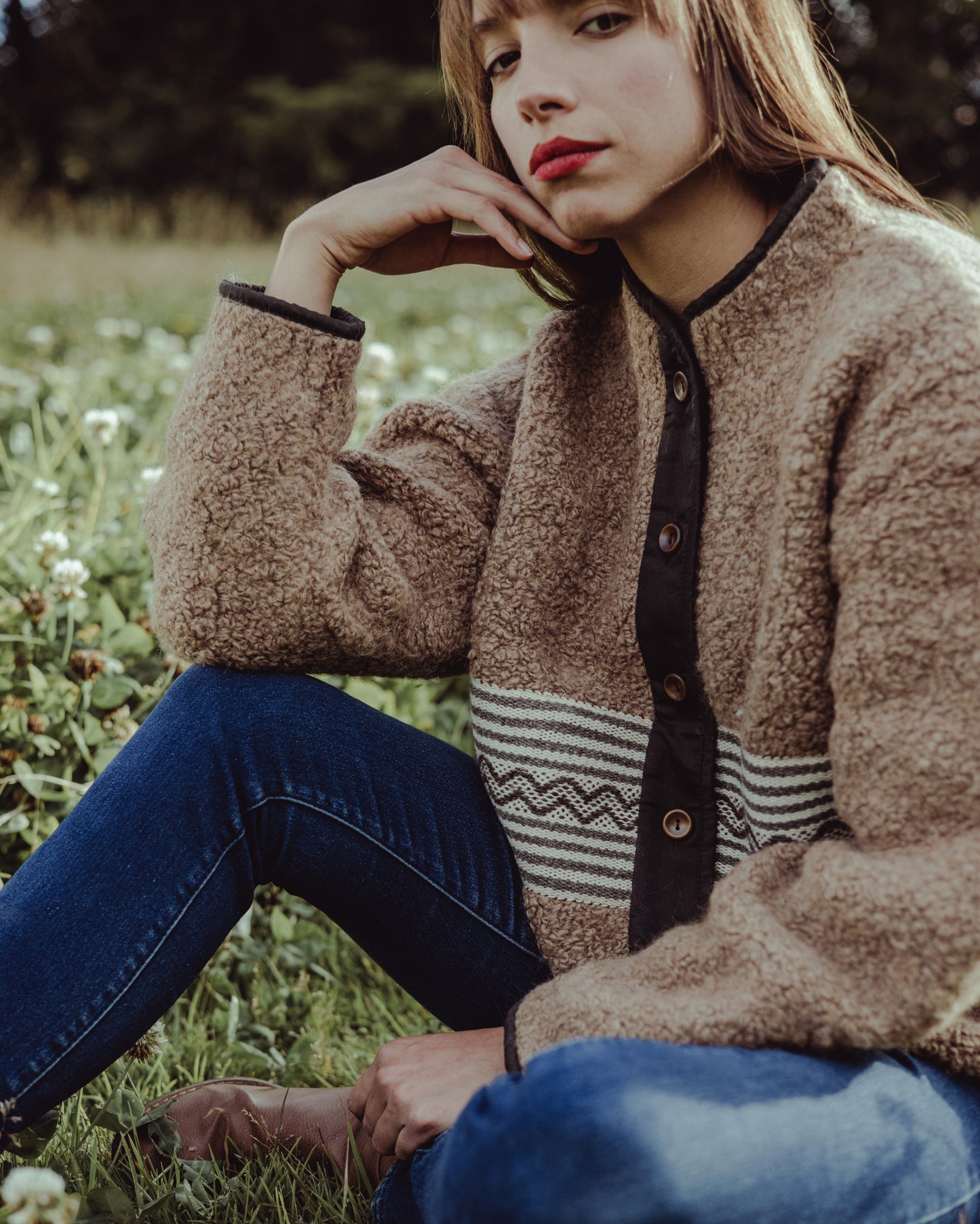 Chaqueta 50% alpaca / 50% oveja - Marrón