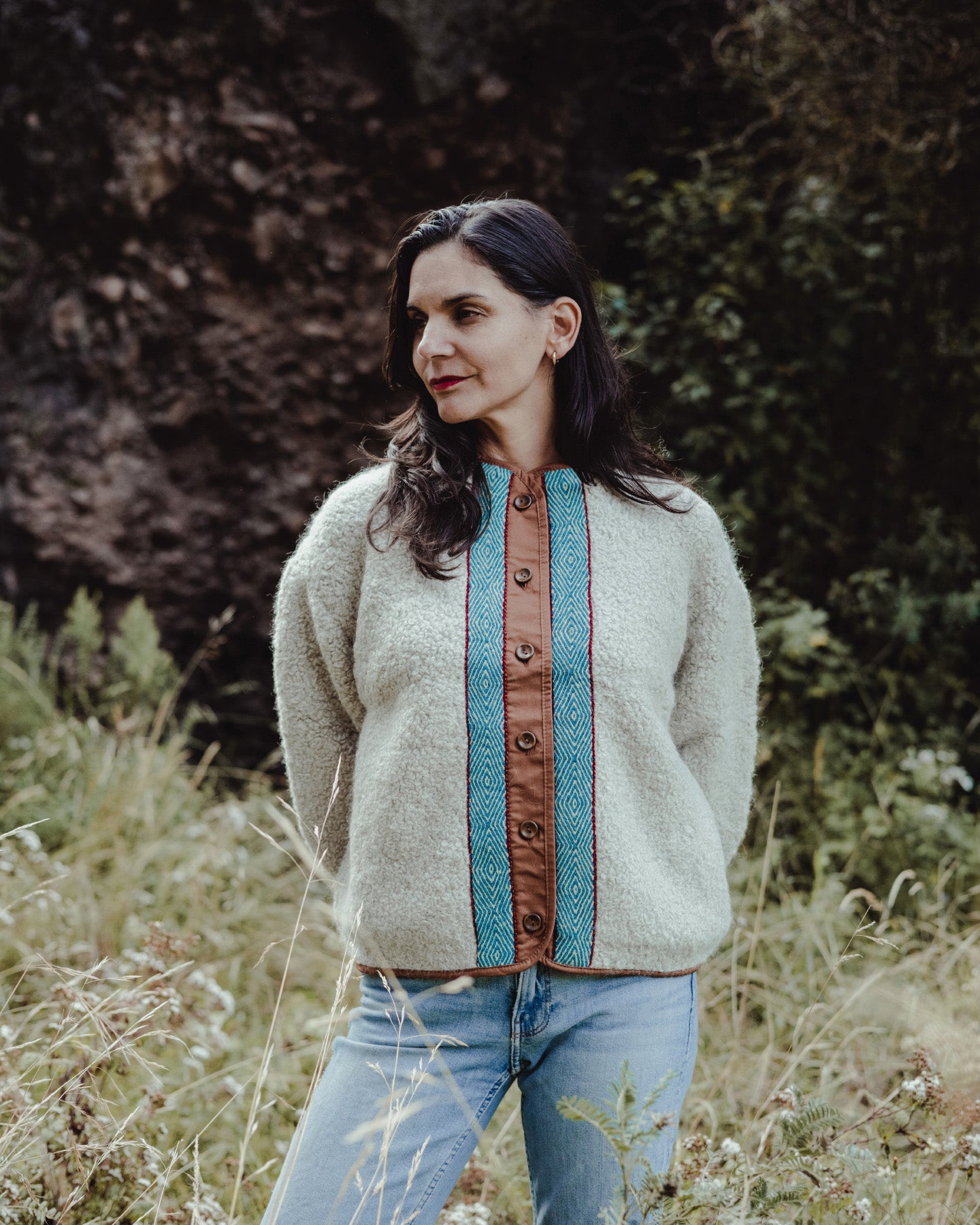 Chaqueta 50% alpaca / 50% oveja - Blanco Perla