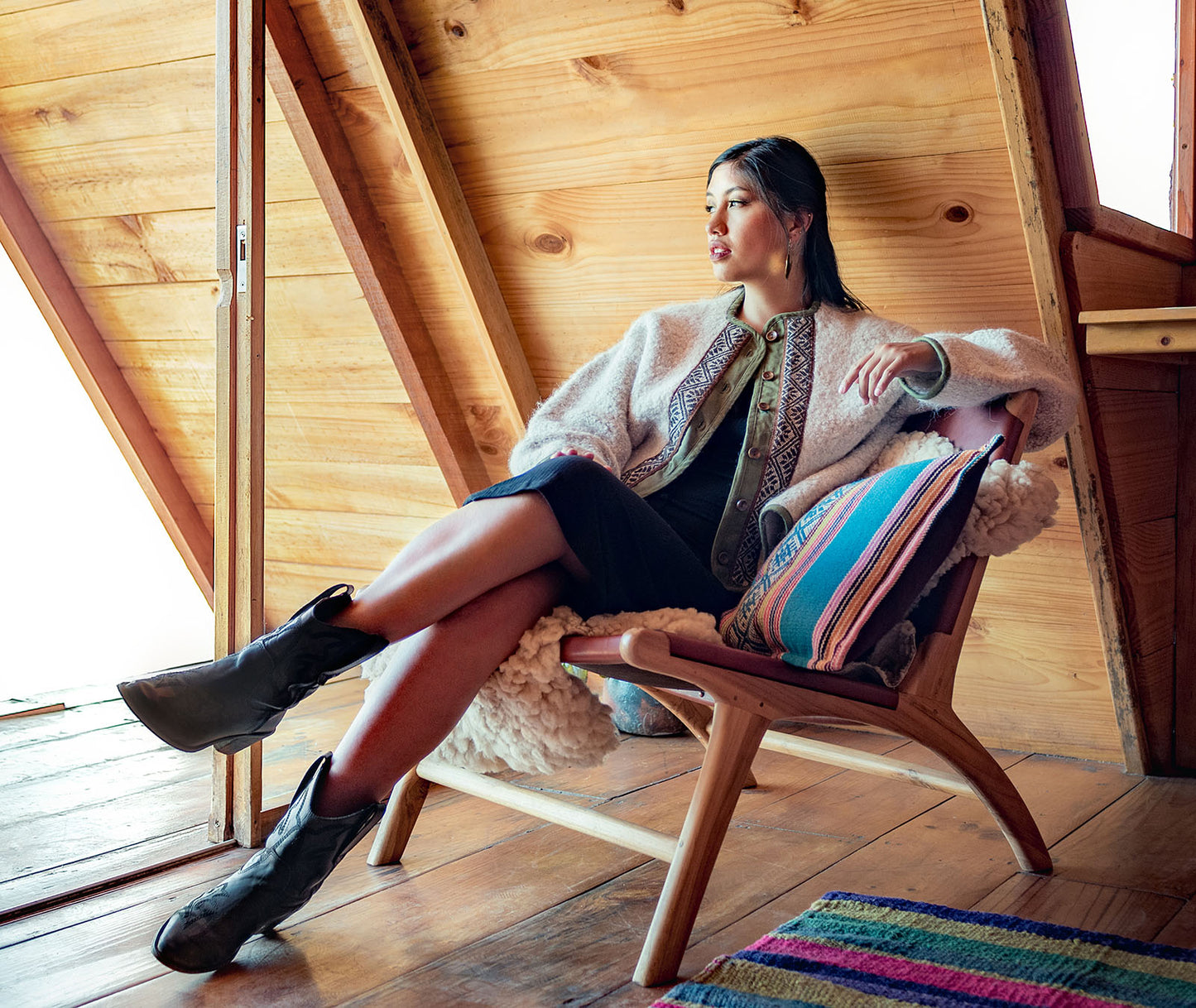 Chaqueta 50% alpaca / 50% oveja - Blanco Perla