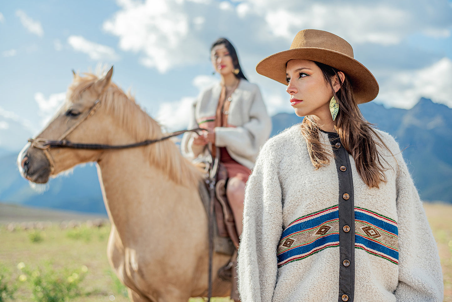 Chaqueta 50% alpaca / 50% oveja - Blanco Perla