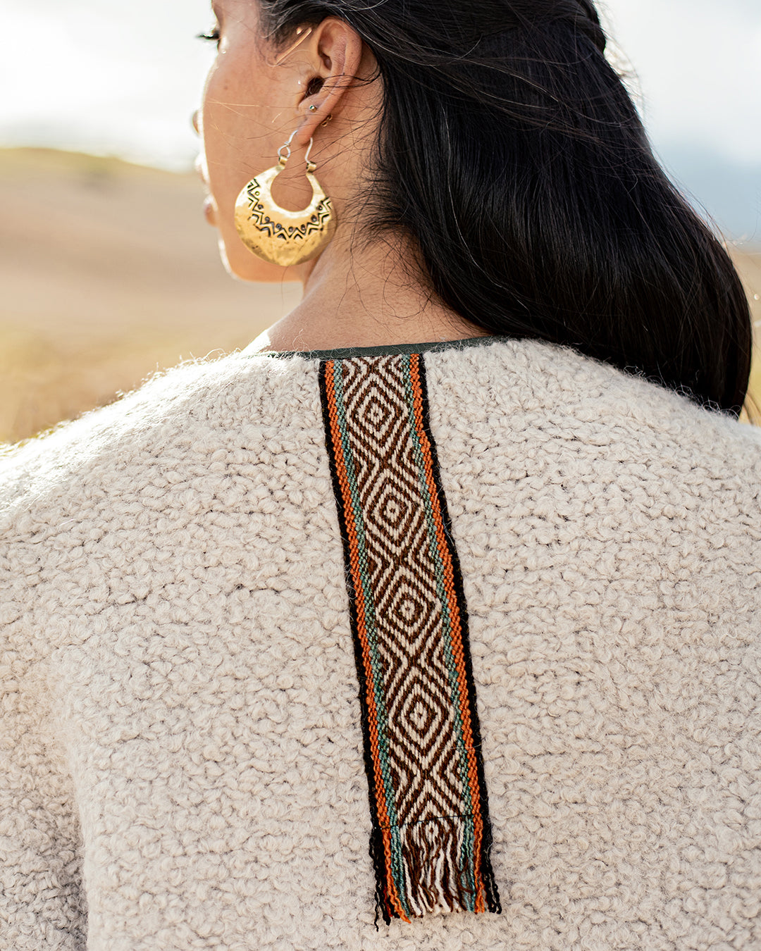 Chaqueta 50% alpaca / 50% oveja - Blanco Perla